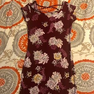 Maroon flower print dress